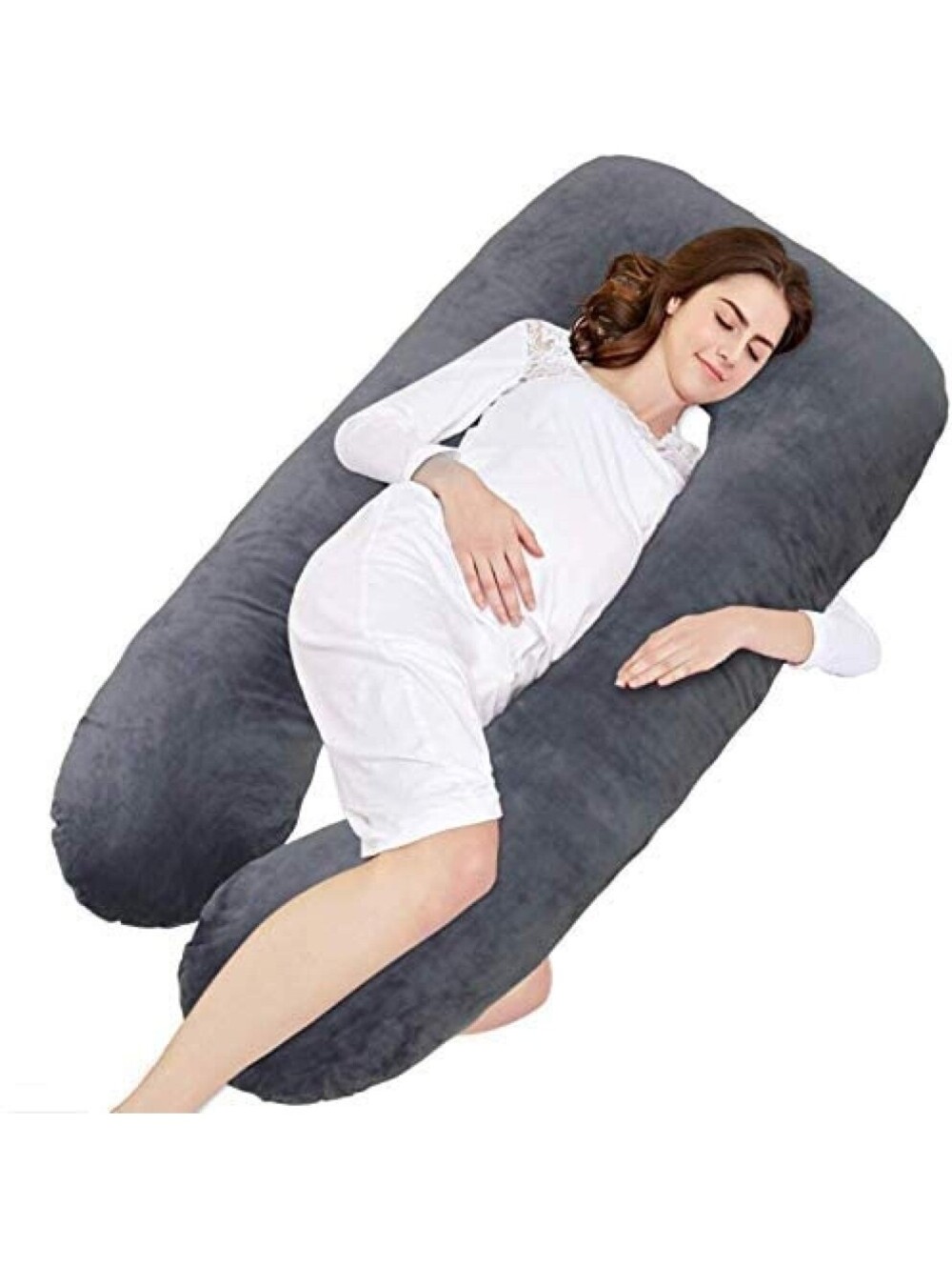 Momcozy U-Shaped Pregnancy Pillow, Full Body Maternity Support, 57in Grey